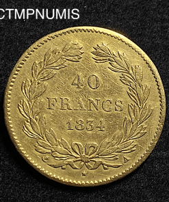 ,MONNAIE,40,FRANCS,OR,1834,LOUIS,