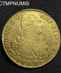 ,COLOMBIE,8,ESCUDOS,OR,CHARLES,1802,POPAYAN,