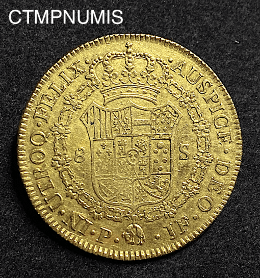 ,COLOMBIE,8,ESCUDOS,OR,CHARLES,1802,POPAYAN,