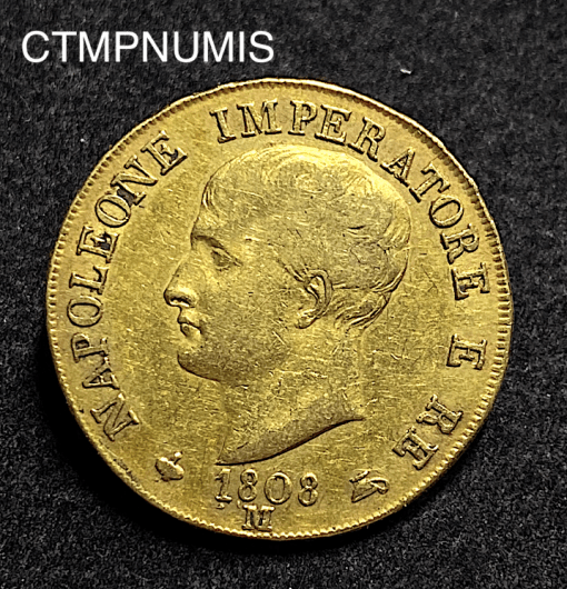 ,MONNAIE,ITALIE,40,LIRE,OR,NAPOLEON,1808,MILAN,