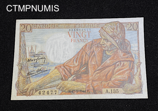 ,BILLET,20,FRANCS,PECHEUR,1944,SPL,