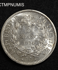 ,MONNAIE,5,FRANCS,ARGENT,HERCULE,1874,SPL,