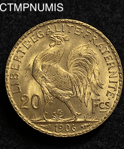 ,MONNAIE,20,FRANCS,OR,COQ,1906,SPL,