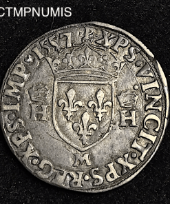 ,1/2,TESTON,ARGENT,HENRI,II,1557,TOULOUSE,