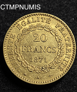 ,MONNAIE,20,FRANCS,OR,GENIE,1871,