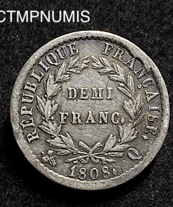 ,MONNAIE,1/2,FRANC,ARGENT,NAPOLEON,1808,Q,PERPIGNAN,