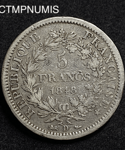 ,MONNAIE,5,FRANCS,ARGENT,HERCULE,1848,D,LYON,