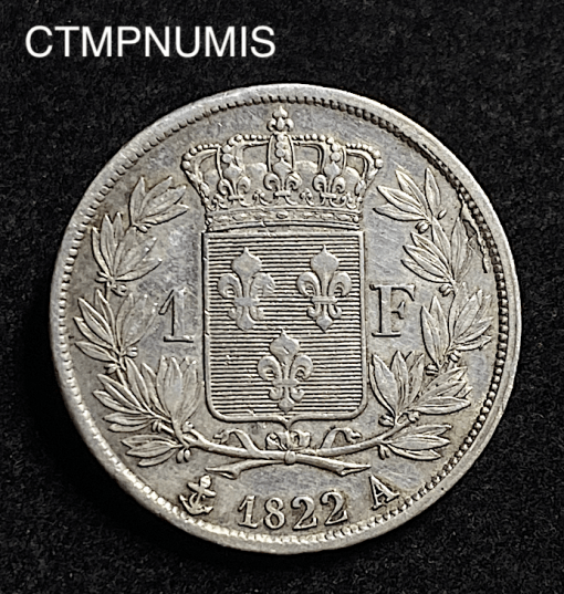 ,MONNAIE,ROYALE,1,FRANC,ARGENT,LOUIS,XVIII,1822,