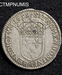 ,MONNAIE,ROYALE,1/12,ECU,MECHE,LONGUE,LOUIS,XIV,1659,LIMOGES,