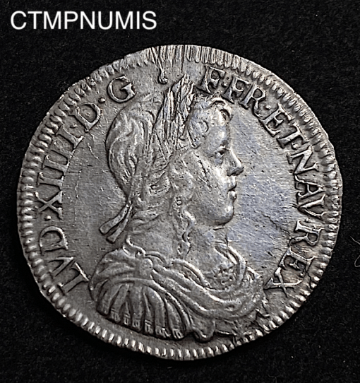 ,1/2,ECU,ARGENT,LOUIS,XIV,MECHE,1652,LIMOGES,