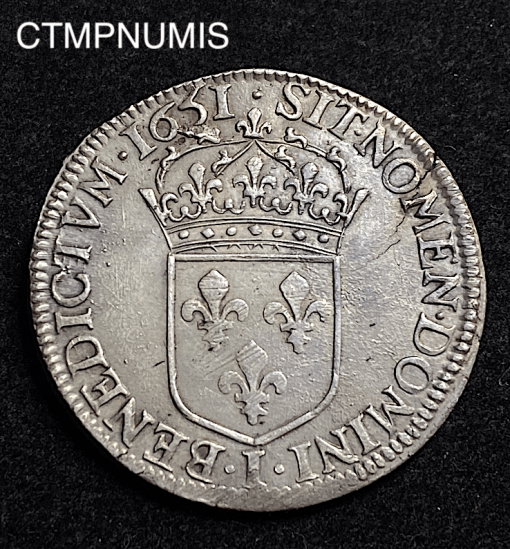 ,1/2,ECU,ARGENT,LOUIS,XIV,MECHE,1652,LIMOGES,