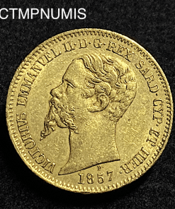 ,MONNAIE,ITALIE,20,LIRE,OR,1857,GENES,