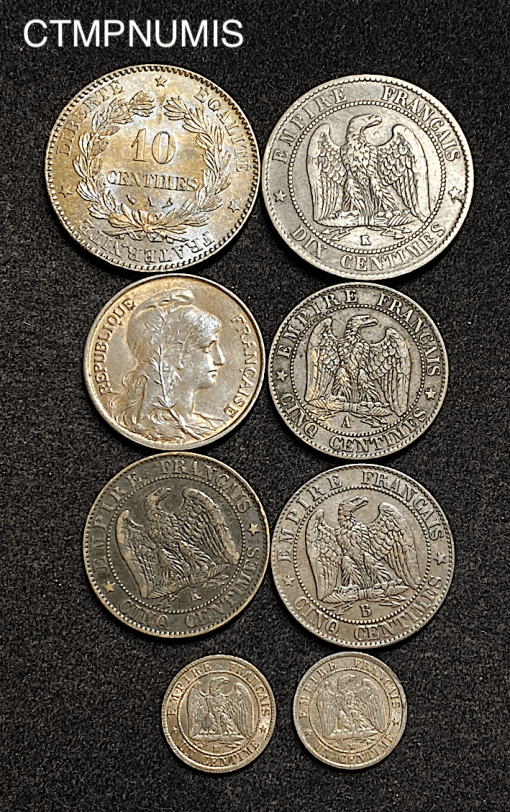 ,MONNAIE,1,2,5,10,CENTIMES,CERES,DUPUIS,NAPOLEON,