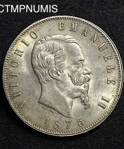 ,MONNAIE,ITALIE,5,LIRE,ARGENT,1875,MILAN,