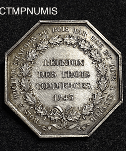 ,JETON,ARGENT,TROIS,COMMERCES,BOIS,PARIS,1843,