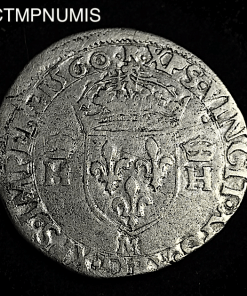 ,MONNAIE,ROYALE,1/2,TESTON,HENRI,II,1560,TOULOUSE,