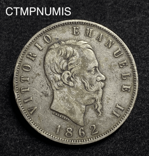 ,MONNAIE,ITALIE,5,LIRE,ARGENT,1862,NAPLES,