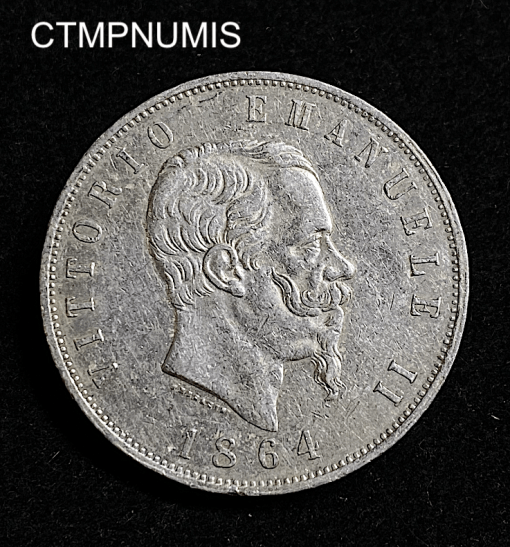 ,MONNAIE,ITALIE,5,LIRE,ARGENT,1864,NAPLES,