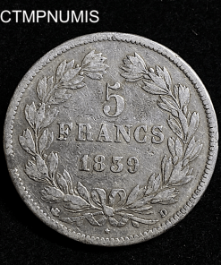 ,MONNAIE,5,FRANCS,ARGENT,1839,ARCHE,LYON,