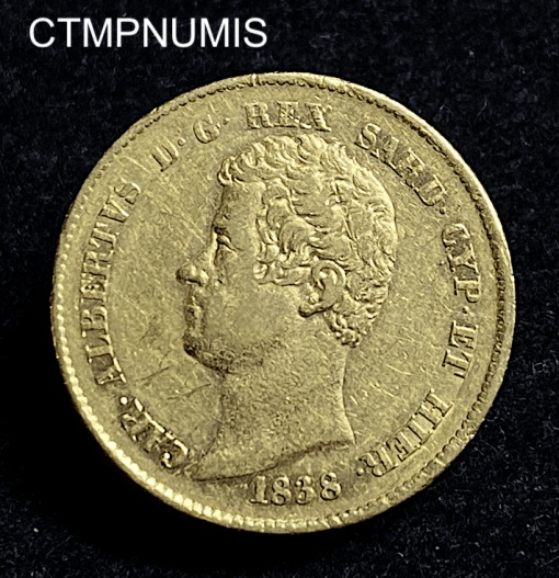 ,MONNAIE,ITALIE,20,LIRE,OR,1838,GENES,