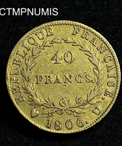 ,MONNAIE,40,FRANCS,OR,NAPOLEON,1806,U,TURIN,