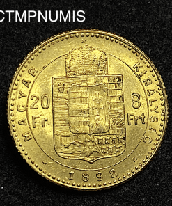 ,MONNAIE,HONGRIE,20,FRANCS,8,FORINT,1892,