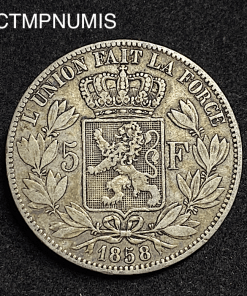 ,MONNAIE,BELGIQUE,5,FRANCS,ARGENT,1858,