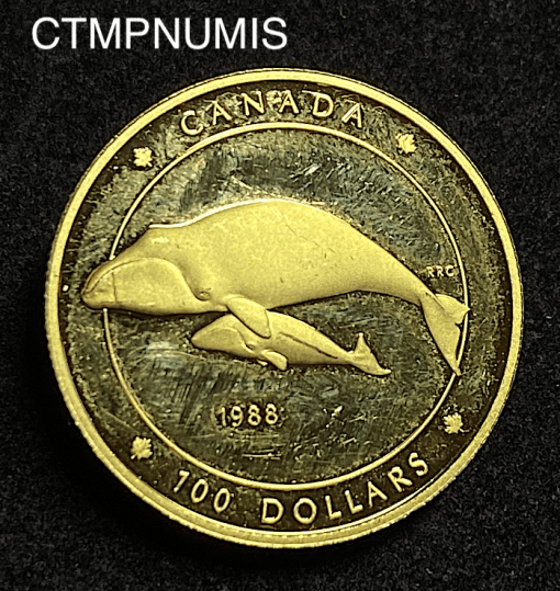 ,MONNAIE,CANADA,100,DOLLAR,OR,BALEINE,1988,