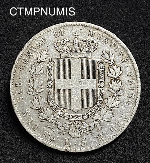 ,MONNAIE,ITALIE,5,LIRE,ARGENT,1859,GENES,