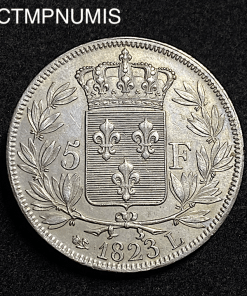 ,MONNAIE,5,FRANCS,ARGENT,LOUIS,XVIII,1823,L,BAYONNE,