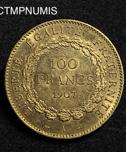 ,MONNAIE,100,FRANCS,OR,GENIE,1907,