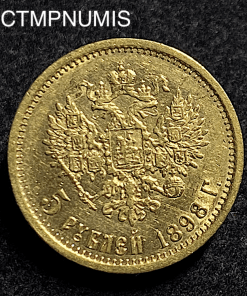 ,MONNAIE,RUSSIE,5,ROUBLE,OR,1898,