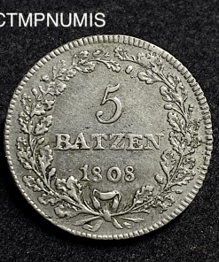 ,MONNAIE,SUISSE,5,BATZEN,ARGENT,ARGAU,1808,