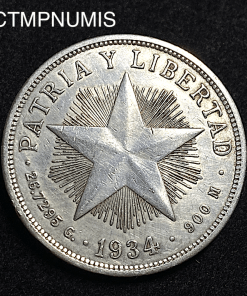 ,MONNAIE,CUBA,UN,PESO,ARGENT,1934,