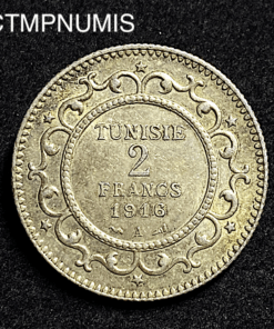 ,MONNAIE,TUNISIE,2,FRANCS,ARGENT,1916,