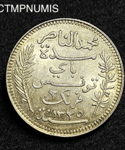 ,MONNAIE,TUNISIE,2,FRANCS,ARGENT,1916,