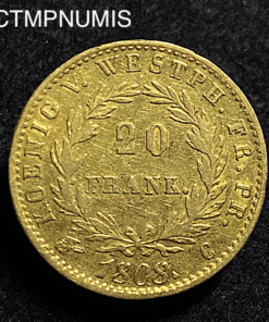 ,MONNAIE,WESTPHALIE,20,FRANKEN,OR,1808,