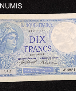 ,BILLET,10,FRANCS,MINERVE,18,1,1918,