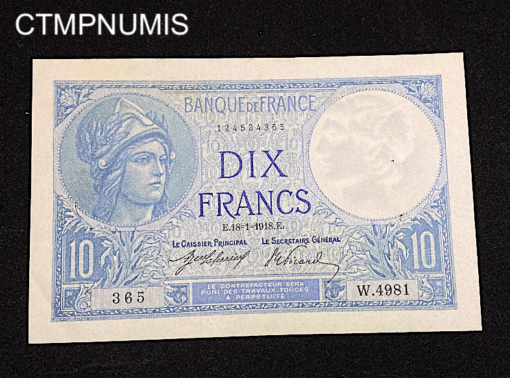 ,BILLET,10,FRANCS,MINERVE,18,1,1918,