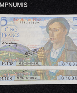 ,BILLET,5,FRANCS,BERGER,23,12,1943,