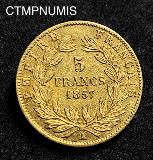 ,MONNAIE,EMPIRE,5,FRANCS,OR,NAPOLEON,1857,