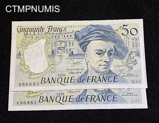 ,BILLET,50,FRANCS,QUENTIN,1986,NEUF,