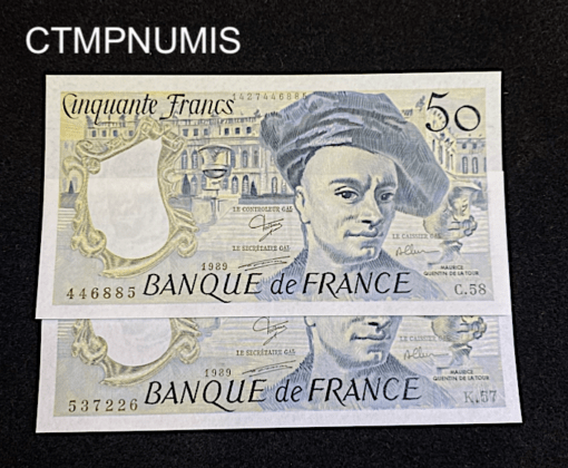 ,BILLET,50,FRANCS,QUENTIN,TOUR,1989,NEUF,