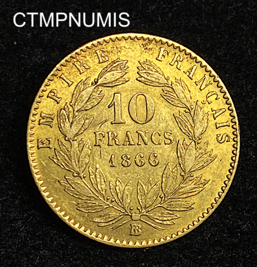 ,MONNAIE,10,FRANCS,OR,NAPOLEON,1866,BB,STRASBOURG,