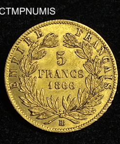 ,MONNAIE,5,FRANCS,OR,NAPOLEON,1866,BB,STRASBOURG,