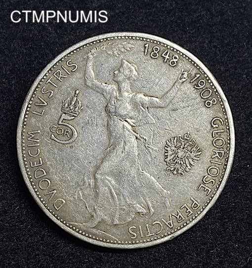 ,MONNAIE,AUTRICHE,5,CORONA,ARGENT,1908,