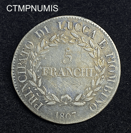 ,MONNAIE,ITALIE,5,FRANCHI,LUCCA,PIOMBINO,1807,