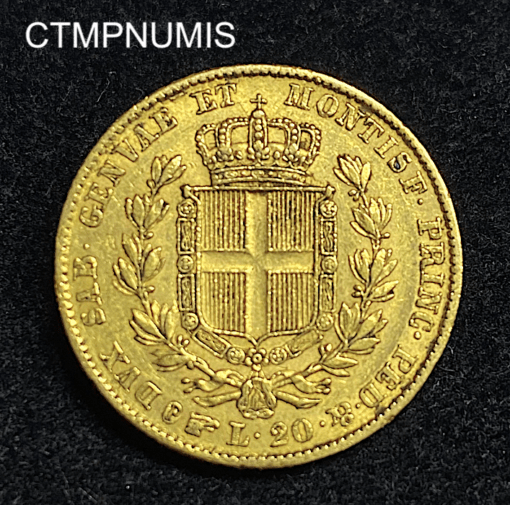 ,MONNAIE,ITALIE,20,LIRE,OR,1844,TURIN,