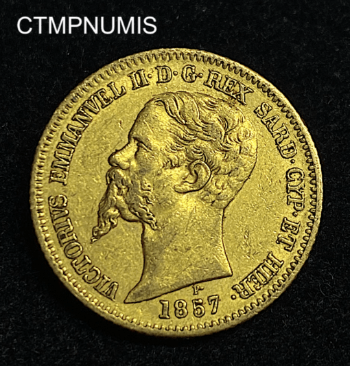 ,MONNAIE,ITALIE,20,LIRE,OR,1857,TURIN,