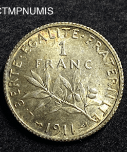 ,MONNAIE,1,FRANC,ARGENT,SEMEUSE,1911,SPL,